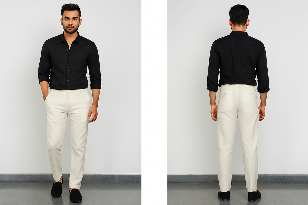 LClassic White Linen Trousers (Folded Display)