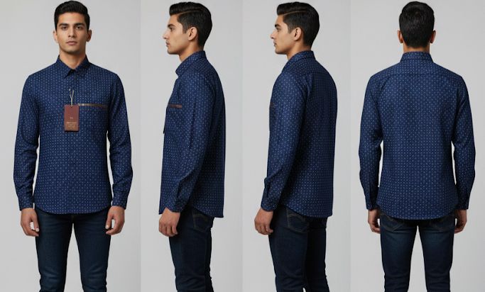Menrich Luxury Navy Blue Printed Formal Shirt