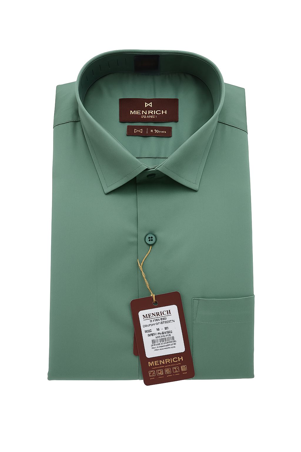 Menrich Solid Green Formal Shirt for Men