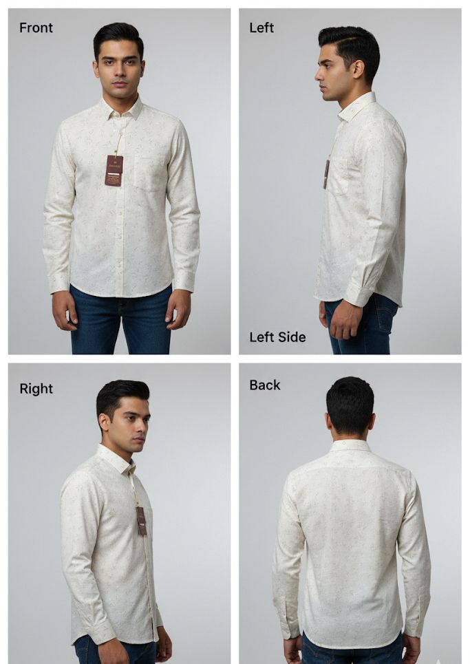 Menrich Luxury Cream Printed Formal Shirt