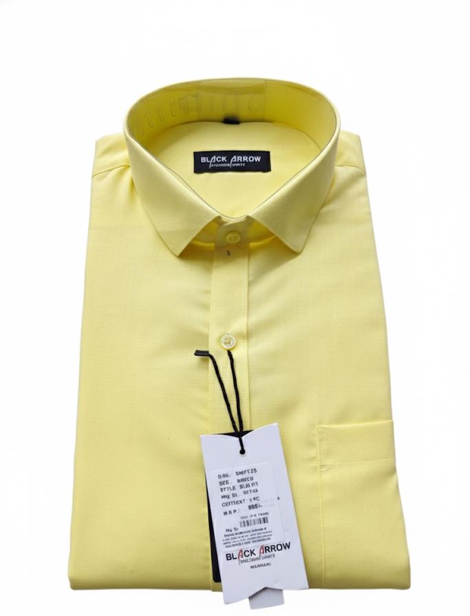 Black Arrow Light Yellow Slim Fit Formal Shirt for Men
