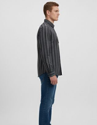 Men’s Black & Grey Striped Casual Shirt