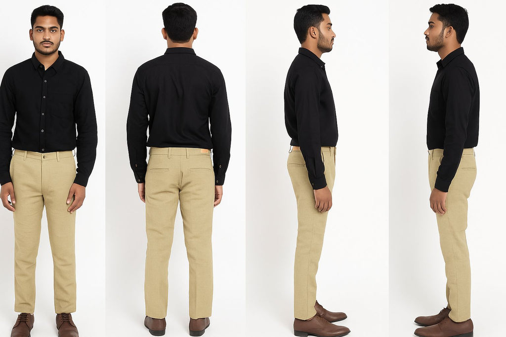 Men’s Beige Slim Fit Formal Trousers