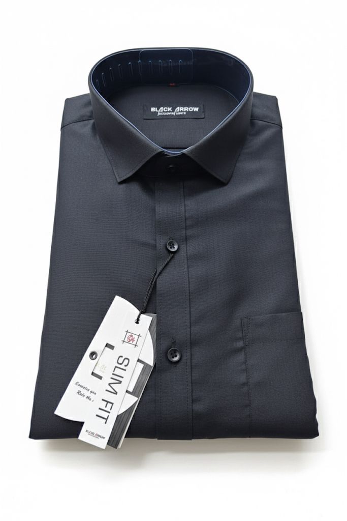 Black Arrow Solid Black Slim Fit Formal Shirt for Men