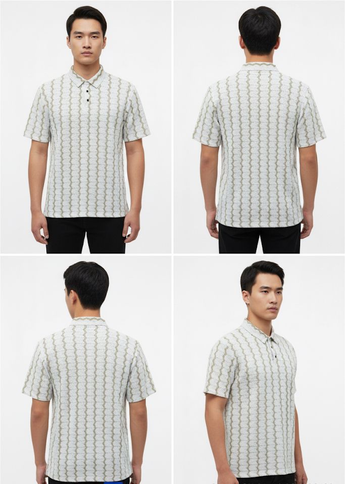 Textured Zigzag Knit Polo Shirt