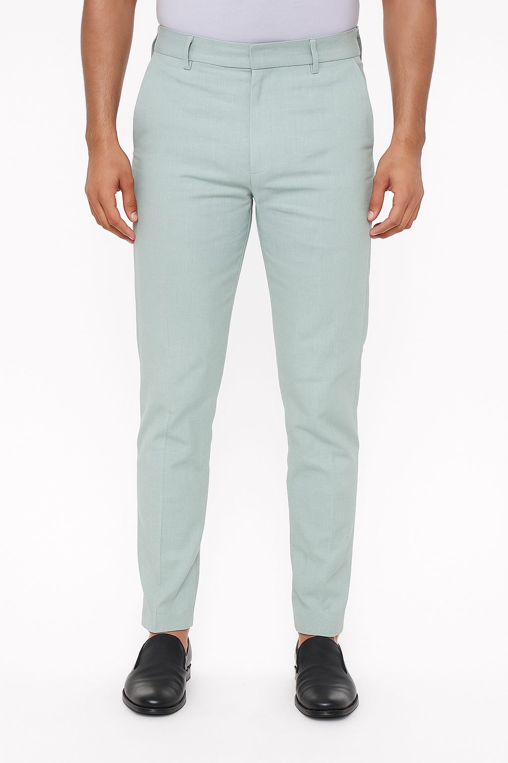 Light Green Slim Fit Formal Trousers