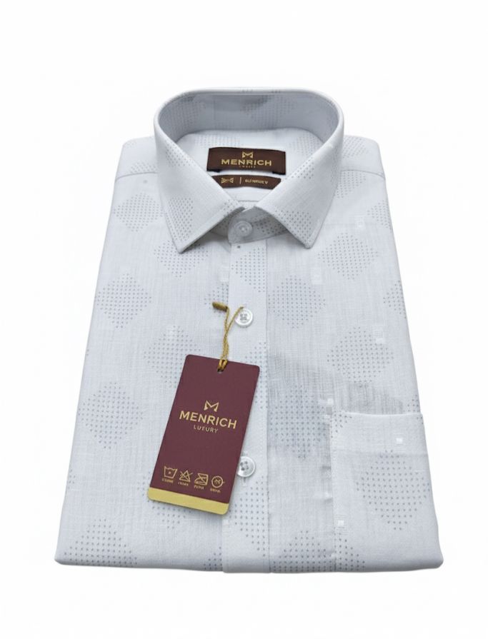 Menrich Luxury White Textured Formal Shirt