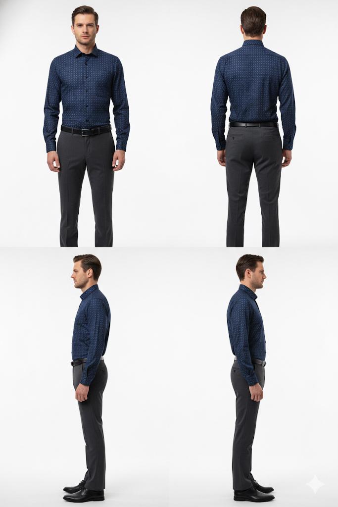 Menrich Luxury Navy Blue Geometric Printed Shirt for Men