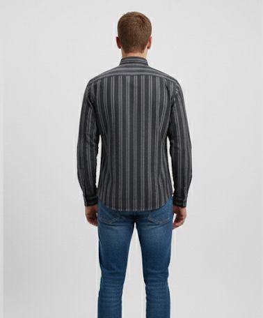 Men’s Black & Grey Striped Casual Shirt