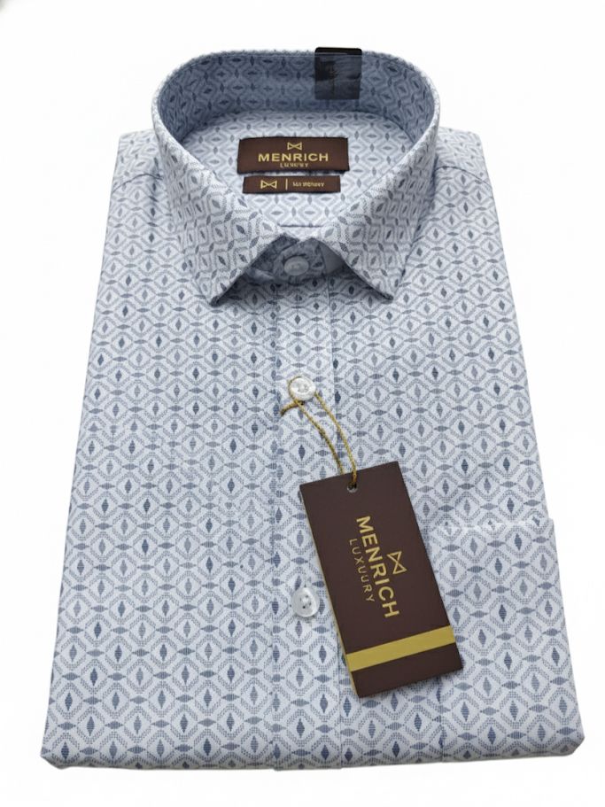Menrich Luxury Light Blue Geometric Printed Formal Shirt