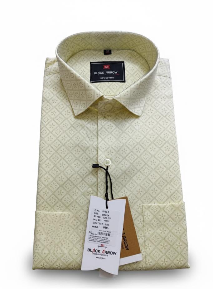Black Arrow Cream Printed Formal Shirt for Men