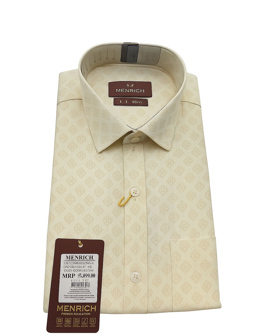 Menrich Premium Cream Printed Formal Shirt