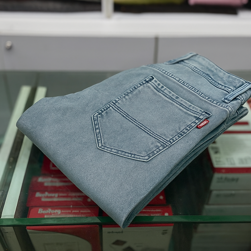 Grey Washed Denim Jeans for Men
