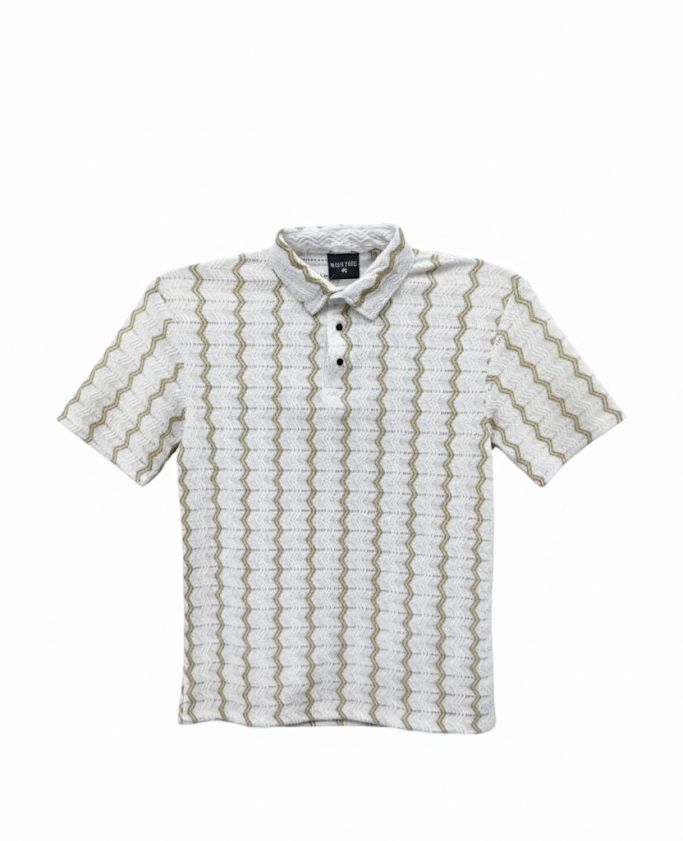 Textured Zigzag Knit Polo Shirt