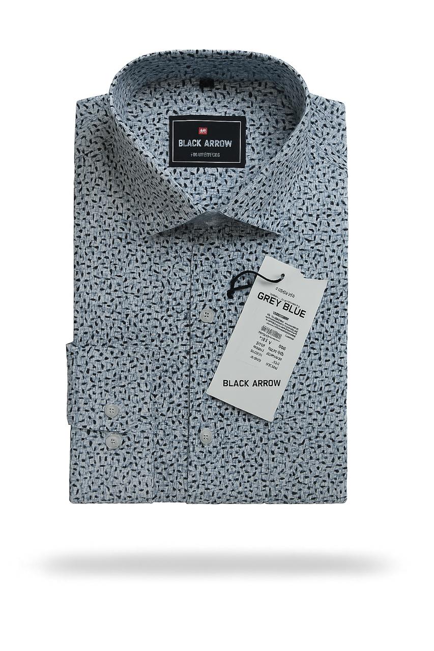 Black Arrow Grey Blue Abstract Printed Shirt