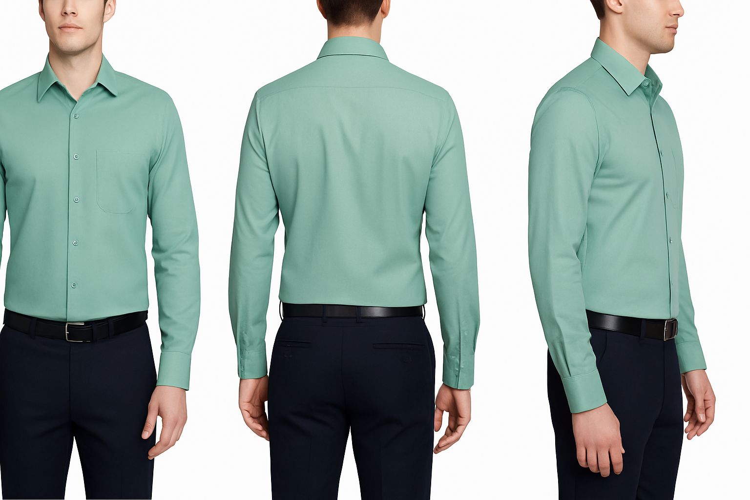 Menrich Solid Green Formal Shirt for Men