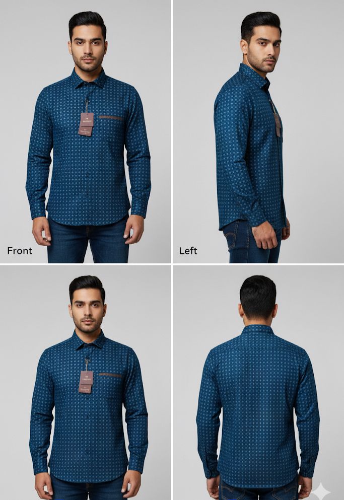 Menrich Luxury Teal Blue Patterned Formal Shirt