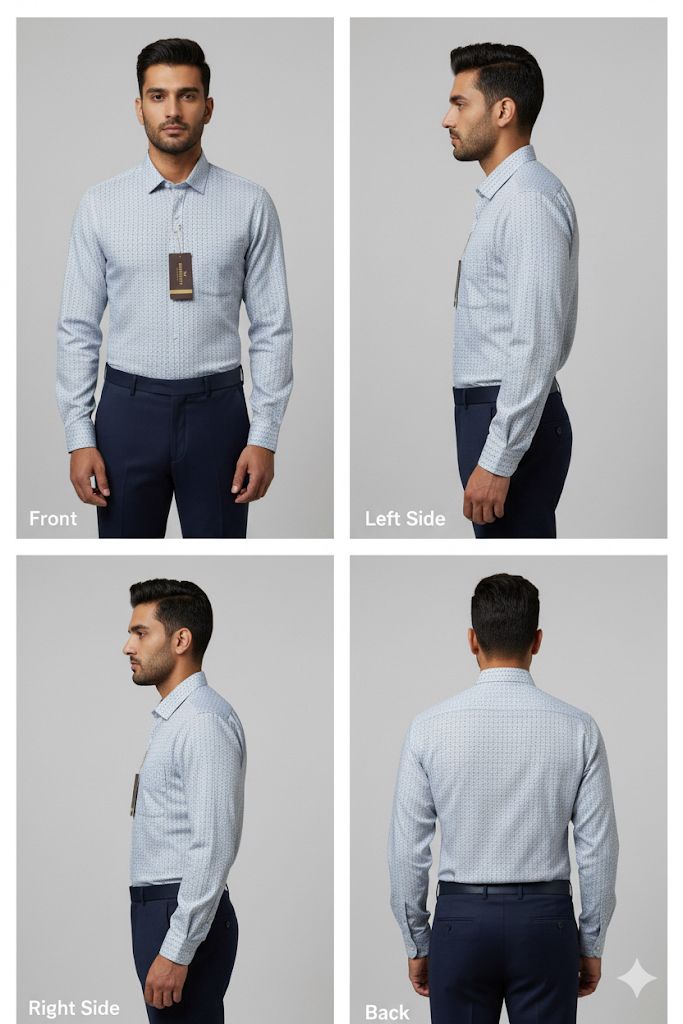 Menrich Luxury Light Blue Geometric Printed Formal Shirt