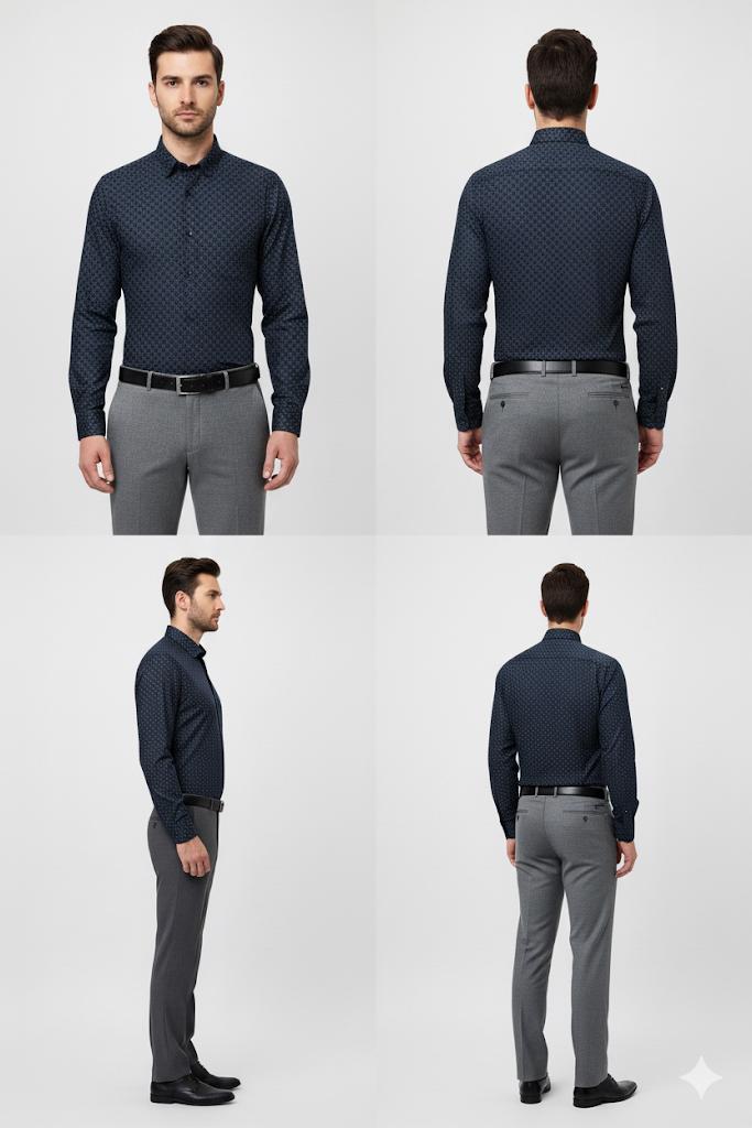 Menrich Navy Blue Geometric Printed Casual Shirt for Men