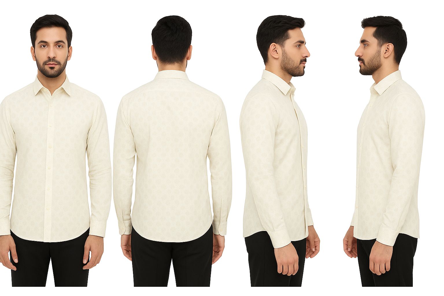 Menrich Premium Cream Printed Formal Shirt