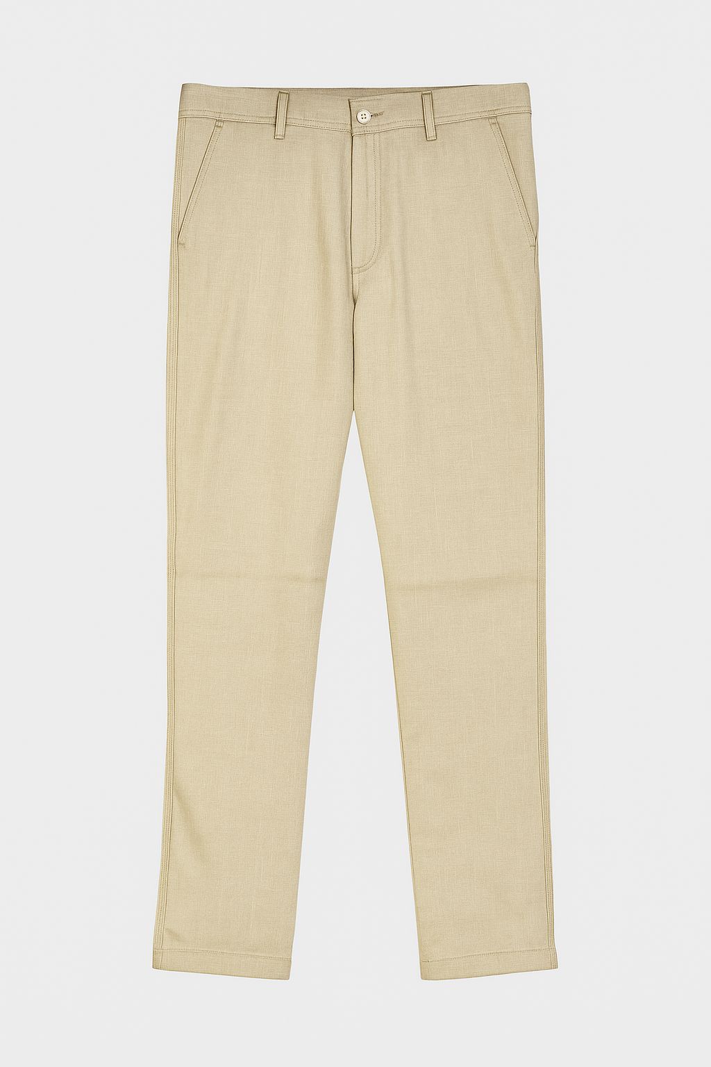 Beige Slim Fit Casual Trousers