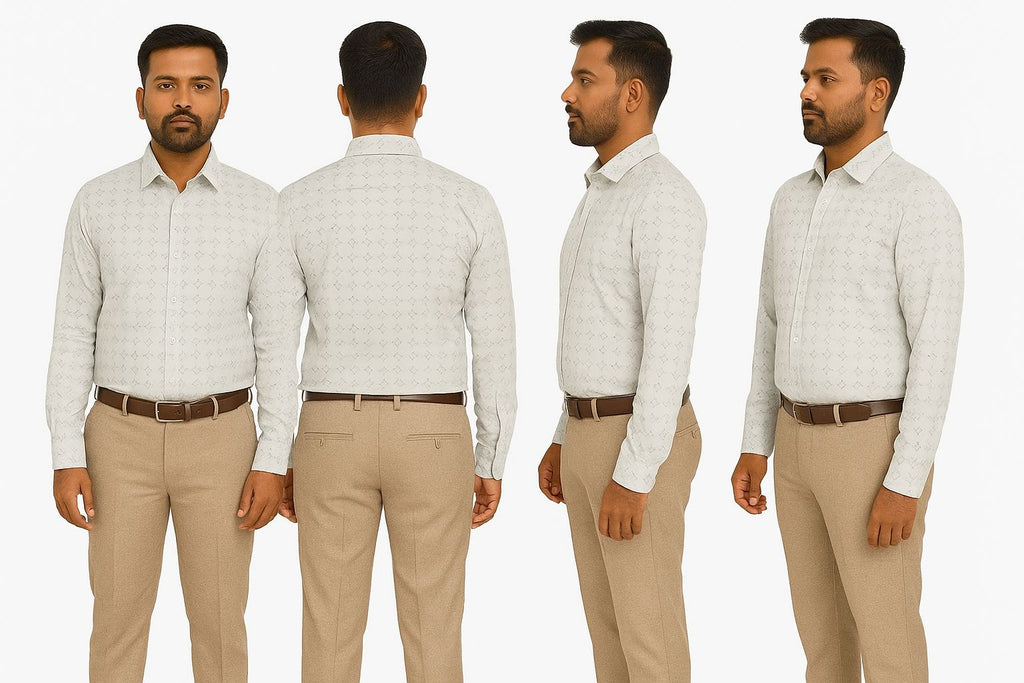 Menrich Luxury White Diamond-Pattern Formal Shirt