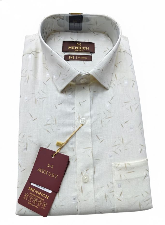 Menrich Luxury Cream Printed Formal Shirt