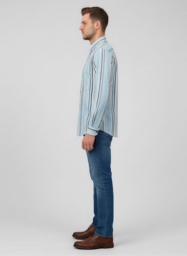 Men’s Sky Blue & White Striped Cotton Shir