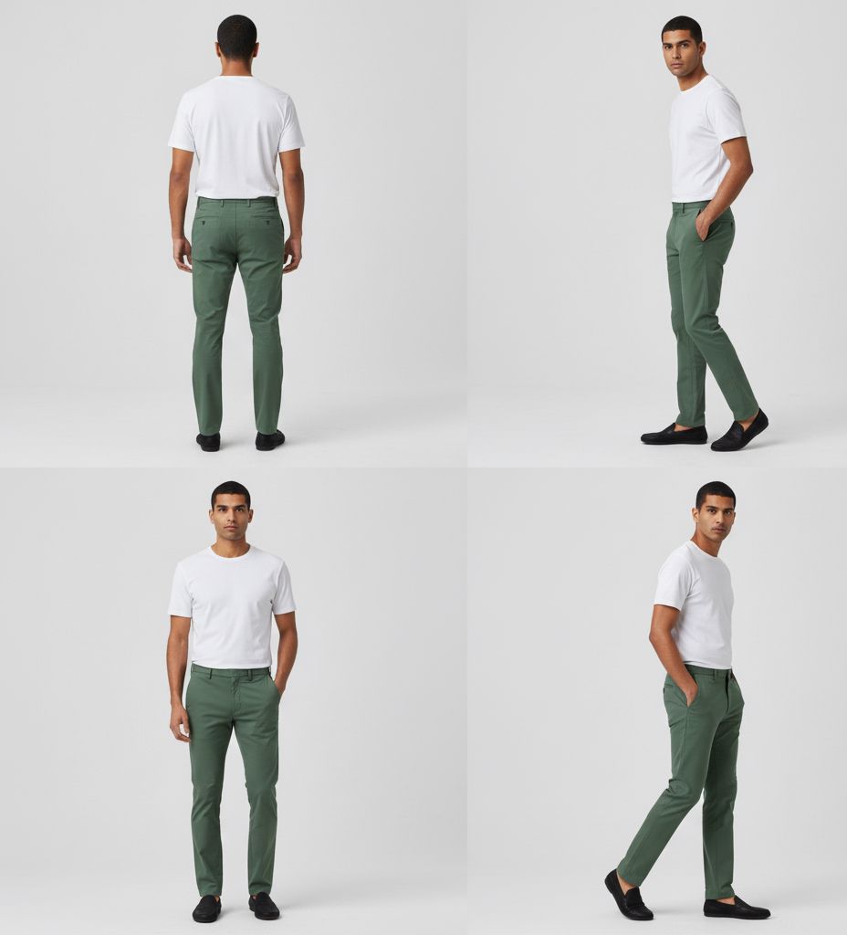 Olive Green Slim Fit Stretch Trousers